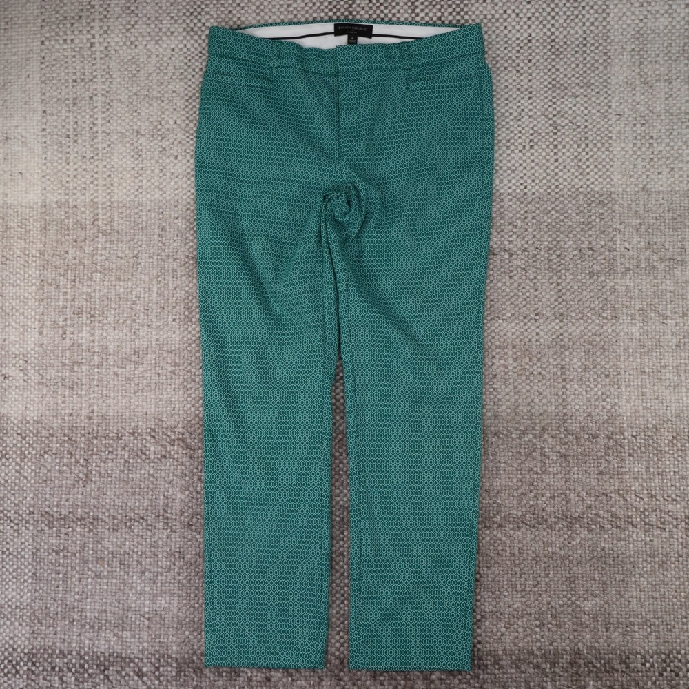 Banana Republic Sloan Slim Ankle Pants Womens 6 Green Geometric Print Excellent